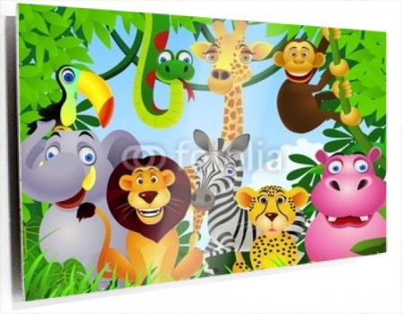Cuadro Animales Selva Dibujos Infantil